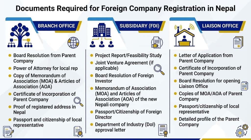 documents required for foregin company registration in Nepal 
